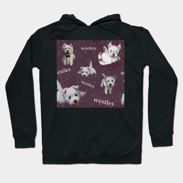 Westies mom dark purple pattern Hoodie by ArtInPi